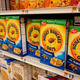 Rows of cereal boxes in grocery store